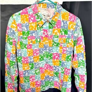 Quilted pastel bohemian long sleeve blouse